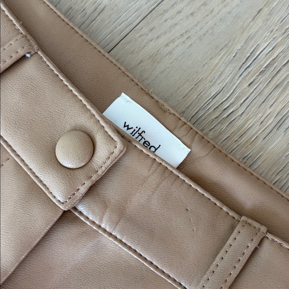 Aritzia Wilfred Rebel Pant Vegan Leather Tan Pants Size 2 - Picture 5 of 8